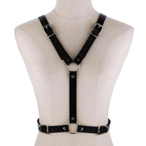 White Adjustable Gothic Harness Belt - Picture 5 of 7